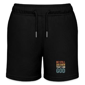 Be Still and Know I Am God – Bible Verse - Kids Organic Sweat Shorts by Stanley/Stella - black - Front