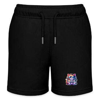 Katze Gaming - Kinder Organic Joggingshorts Mini Bolter von Stanley/Stella - Schwarz - Vorne