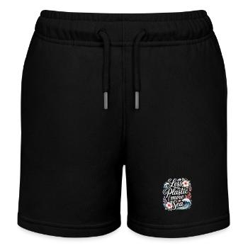 Less Plastic More Sea – Umwelt Design Blumen - Kinder Organic Joggingshorts Mini Bolter von Stanley/Stella - Schwarz - Vorne