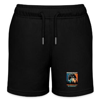 Soon Dad ACHIEVEMENT UNLOCKED Retro - Kids Organic Sweat Shorts by Stanley/Stella - black - Front