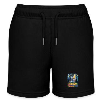 Leuchtendes Einhorn im Sternenrausch - Kinder Organic Joggingshorts Mini Bolter von Stanley/Stella - Schwarz - Vorne