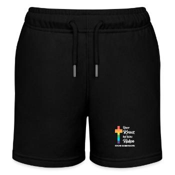 Kirche gegen Nazis - Unser Kreuz hat keine Haken  - Kinder Organic Joggingshorts Mini Bolter von Stanley/Stella - Schwarz - Vorne