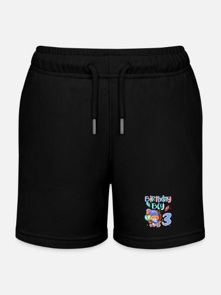 3. Geburtstag Löwe - Kinder Organic Joggingshorts Mini Bolter von Stanley/Stella - Schwarz