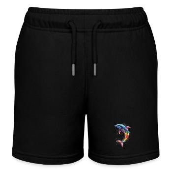 Dolphin Diver Dolphins Ocean Cute Dolphins Dolphin - Kids Organic Sweat Shorts by Stanley/Stella - black - Front