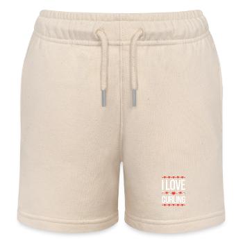 I Love Curling Herz - Kinder Organic Joggingshorts Mini Bolter von Stanley/Stella - Natur - Vorne