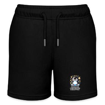 Pinguin Begleiter | Cute Gamer Companion - Kinder Organic Joggingshorts Mini Bolter von Stanley/Stella - Schwarz - Vorne