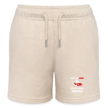 Panda im roten Cabrio erlaubt - Kinder Organic Joggingshorts Mini Bolter von Stanley/Stella - Natur - Vorne