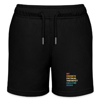 My Favorite Physical Therapist Calls Me Mama - Kids Organic Sweat Shorts by Stanley/Stella - black - Front
