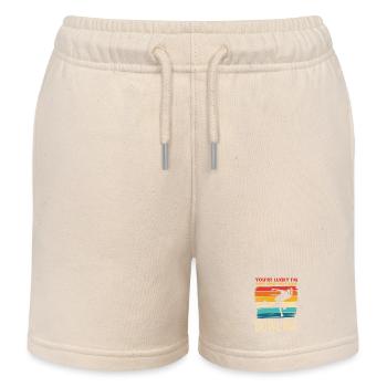 Glück, ich bin hier zum Bowling - Kinder Organic Joggingshorts Mini Bolter von Stanley/Stella - Natur - Vorne