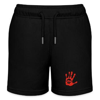Schädel und blutiger Fußabdruck - Kinder Organic Joggingshorts Mini Bolter von Stanley/Stella - Schwarz - Vorne