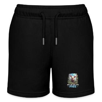 Schweine Schwein - Kinder Organic Joggingshorts Mini Bolter von Stanley/Stella - Schwarz - Vorne