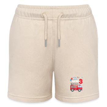 Geburtstag 3 Feuerwehr Junge | Ich bin Drei Jahre - Kinder Organic Joggingshorts Mini Bolter von Stanley/Stella - Natur - Vorne