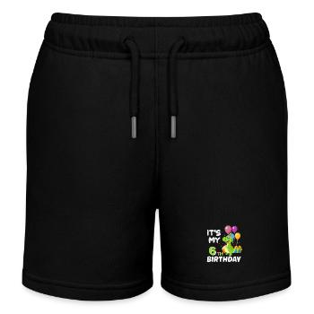 6 Birthday Boy Girl Dinosaur Six Years - Kids Organic Sweat Shorts by Stanley/Stella - black - Front