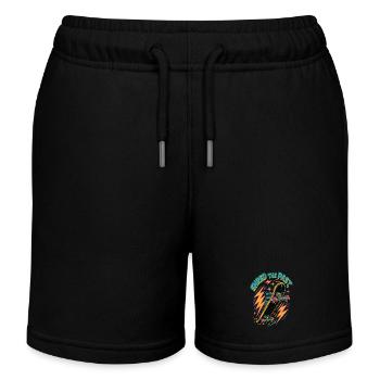 Retro Skateboard "Shred the Past" Shirt - Kids Organic Sweat Shorts by Stanley/Stella - black - Front