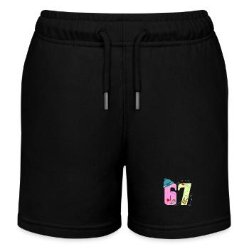 67 ft 6 7 bunte Welt schule - Kinder Organic Joggingshorts Mini Bolter von Stanley/Stella - Schwarz - Vorne
