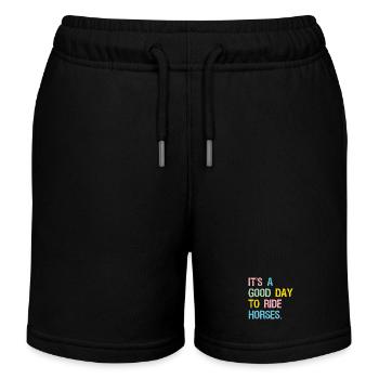 It's A Good Day To Ride Horses - Kids Organic Sweat Shorts by Stanley/Stella - black - Front