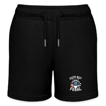 Cute but Feral Raccoon - Kids Organic Sweat Shorts by Stanley/Stella - black - Front