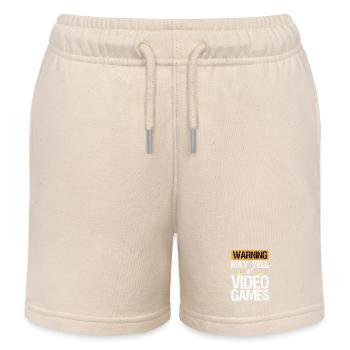 Warning May Yell at Play Video Games Gamer Gaming - Kinder Organic Joggingshorts Mini Bolter von Stanley/Stella - Natur - Vorne