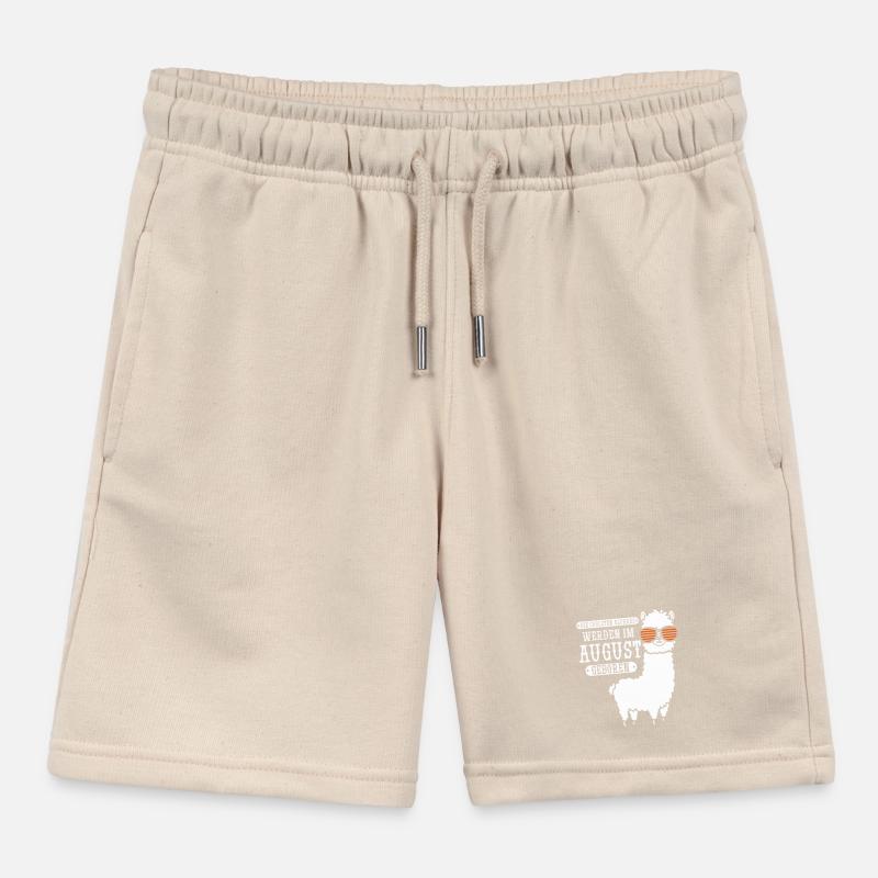 August Birthday Alpaca Saying Funny Kids Organic Sweat Shorts by Stanley/Stella