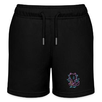 Neon Rainboat Dragon in Neon Lines - Kids Organic Sweat Shorts by Stanley/Stella - black - Front