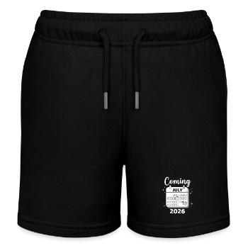 Cadeau drôle de baby shower de juillet 2026 - Short de jogging enfant bio Stanley/Stella - noir - Devant