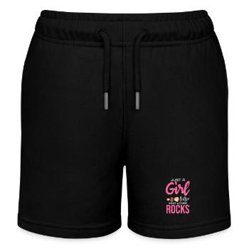 Just a Girl Who Loves Rocks - Kids Organic Sweat Shorts by Stanley/Stella - black - Front