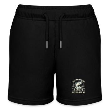 Better Angler Saying – Funny Fishing Shirt - Kids Organic Sweat Shorts by Stanley/Stella - black - Front