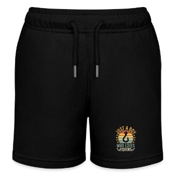 Youth Fishing Camo Bass Fish Just A Boy Who Loves  - Kinder Organic Joggingshorts Mini Bolter von Stanley/Stella - Schwarz - Vorne