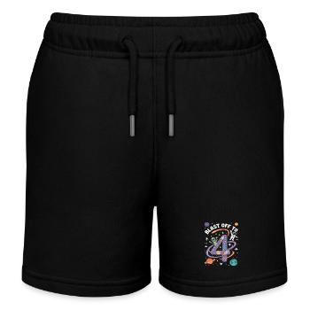 Abflug ins Weltall 4. Geburtstag Kindergeburtstag - Kinder Organic Joggingshorts Mini Bolter von Stanley/Stella - Schwarz - Vorne