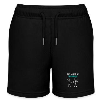 Strichmännchen WARST DU TRAINIEREN LUSTIG - Kinder Organic Joggingshorts Mini Bolter von Stanley/Stella - Schwarz - Vorne
