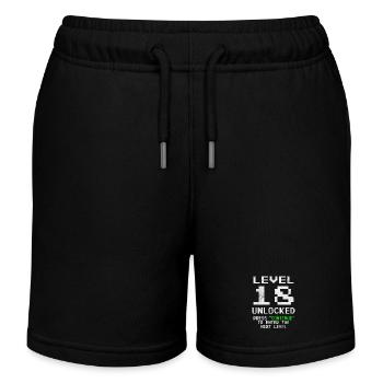 Level 18 Unlocked - Kids Organic Sweat Shorts by Stanley/Stella - black - Front