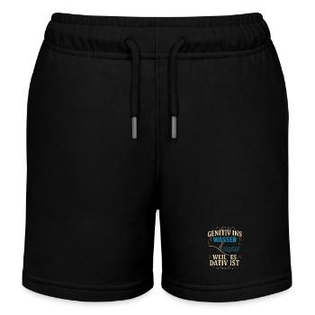 Genitiv ins Wasser – Sprachwitz - Kinder Organic Joggingshorts Mini Bolter von Stanley/Stella - Schwarz - Vorne