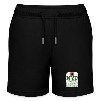 NYC Bold Passport Stamp - Kids Organic Sweat Shorts by Stanley/Stella - black - Front