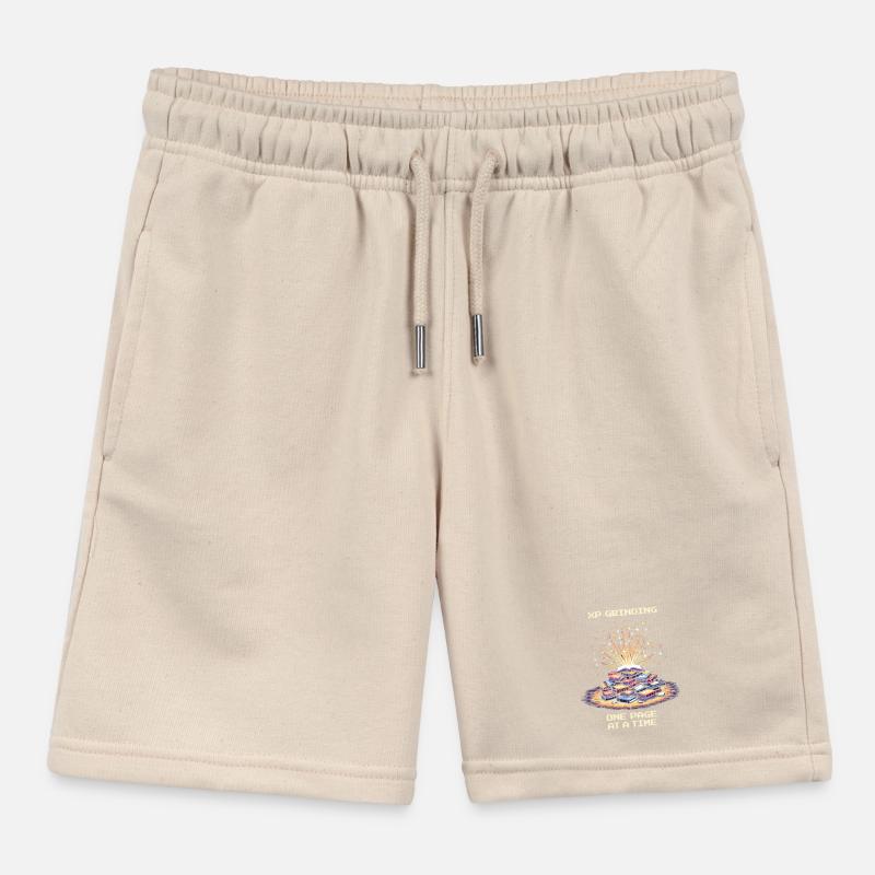 Grinding XP | Page by page reading motivation Kids Organic Sweat Shorts by Stanley/Stella
