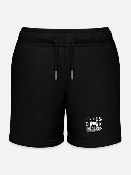 18e anniversaire Gamer Gamer Niveau 18 Débloqué - Short de jogging enfant bio Stanley/Stella - noir