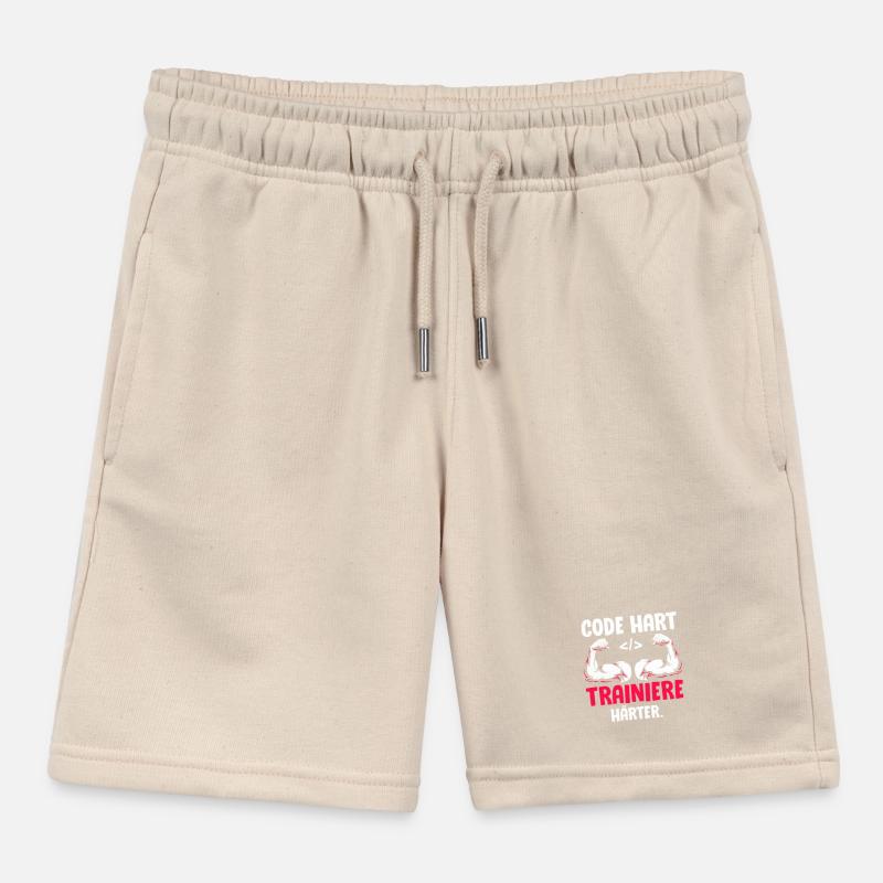 Coder CODE HARD TRAIN HARDER Funny Kids Organic Sweat Shorts by Stanley/Stella