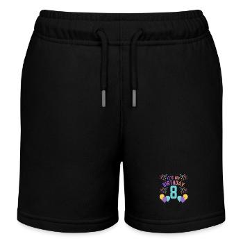 It's My Birthday Kids Birthday 8 Years Girl - Kids Organic Sweat Shorts by Stanley/Stella - black - Front