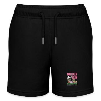 Mother Son Gardening Garden Plant Lover - Kids Organic Sweat Shorts by Stanley/Stella - black - Front
