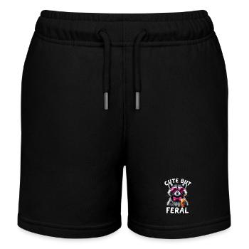 Cute But Feral Waschbär mit Pinker Brille - Kinder Organic Joggingshorts Mini Bolter von Stanley/Stella - Schwarz - Vorne