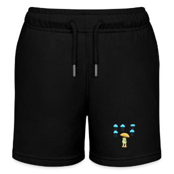 Frog with umbrella in the rain - Kids Organic Sweat Shorts by Stanley/Stella - black - Front