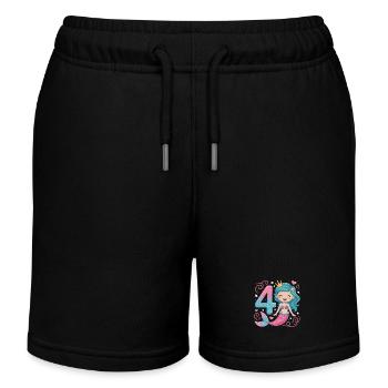 Meerjungfrau 4. Geburtstag 4 Jahre - Kinder Organic Joggingshorts Mini Bolter von Stanley/Stella - Schwarz - Vorne