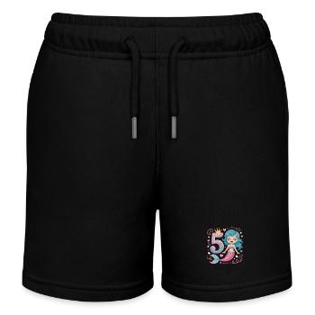 Mermaid 5th Birthday 5 Years - Kids Organic Sweat Shorts by Stanley/Stella - black - Front