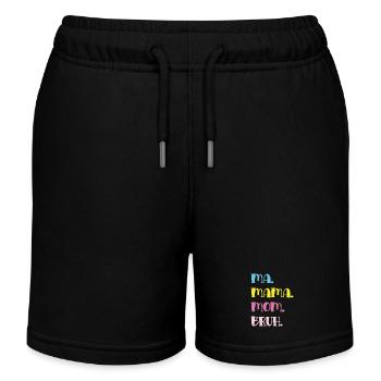 Mama Mom Bruh in Pastell Typografie - Kinder Organic Joggingshorts Mini Bolter von Stanley/Stella - Schwarz - Vorne