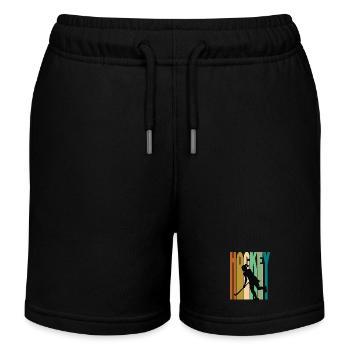 Feldhockey Damen Retro Vintage - Kinder Organic Joggingshorts Mini Bolter von Stanley/Stella - Schwarz - Vorne
