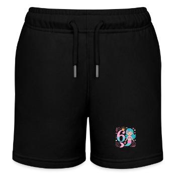 6e anniversaire de la sirène 6 ans - Short de jogging enfant bio Stanley/Stella - noir - Devant