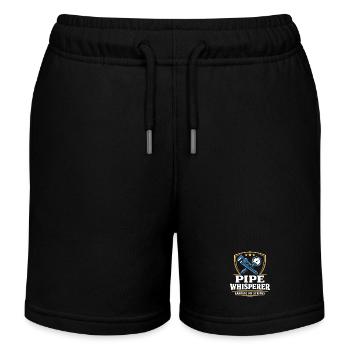 Pipe Whisperer, Plumber, Humor Gift - Kids Organic Sweat Shorts by Stanley/Stella - black - Front