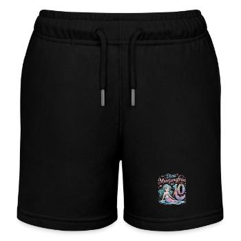 This Mermaid Is 10 Girl 10th Birthday - Kids Organic Sweat Shorts by Stanley/Stella - black - Front