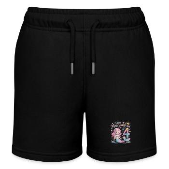 This Mermaid Is 4 Girls 4th Birthday - Kids Organic Sweat Shorts by Stanley/Stella - black - Front