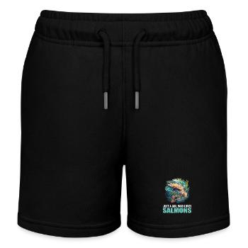 Lachse Lachs - Kinder Organic Joggingshorts Mini Bolter von Stanley/Stella - Schwarz - Vorne
