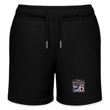 This Mermaid Is 6 Girls 6th Birthday - Kids Organic Sweat Shorts by Stanley/Stella - black - Front